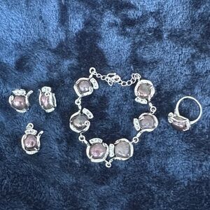 Silver and Purple Bracelet Set